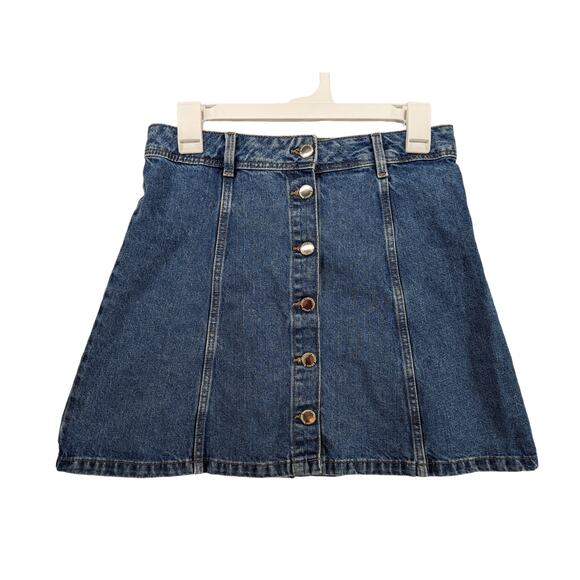 Divided by H&M Denim Mini Skirt Size 6 Blue Medium Wash Button Front Casual Work - Picture 8 of 9